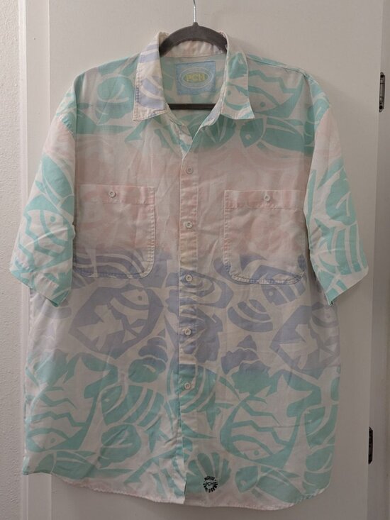 Vintage Pacific Coast Highway PCH Mens Pastel Hawaiian Button-Up Shirt XL - Picture 1 of 7